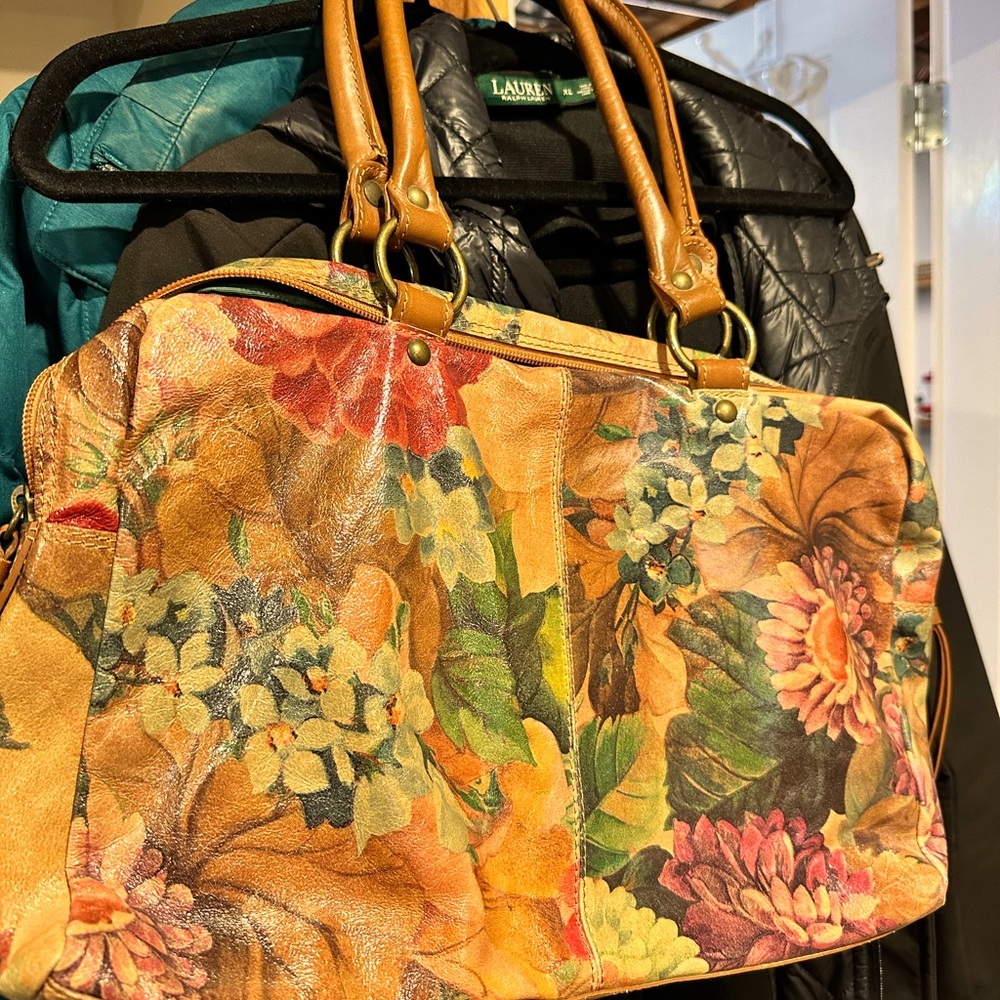 Italian Floral Leather Handbag